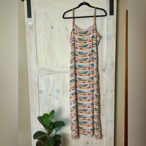 Geometric Aztec pattern long slip dress size L